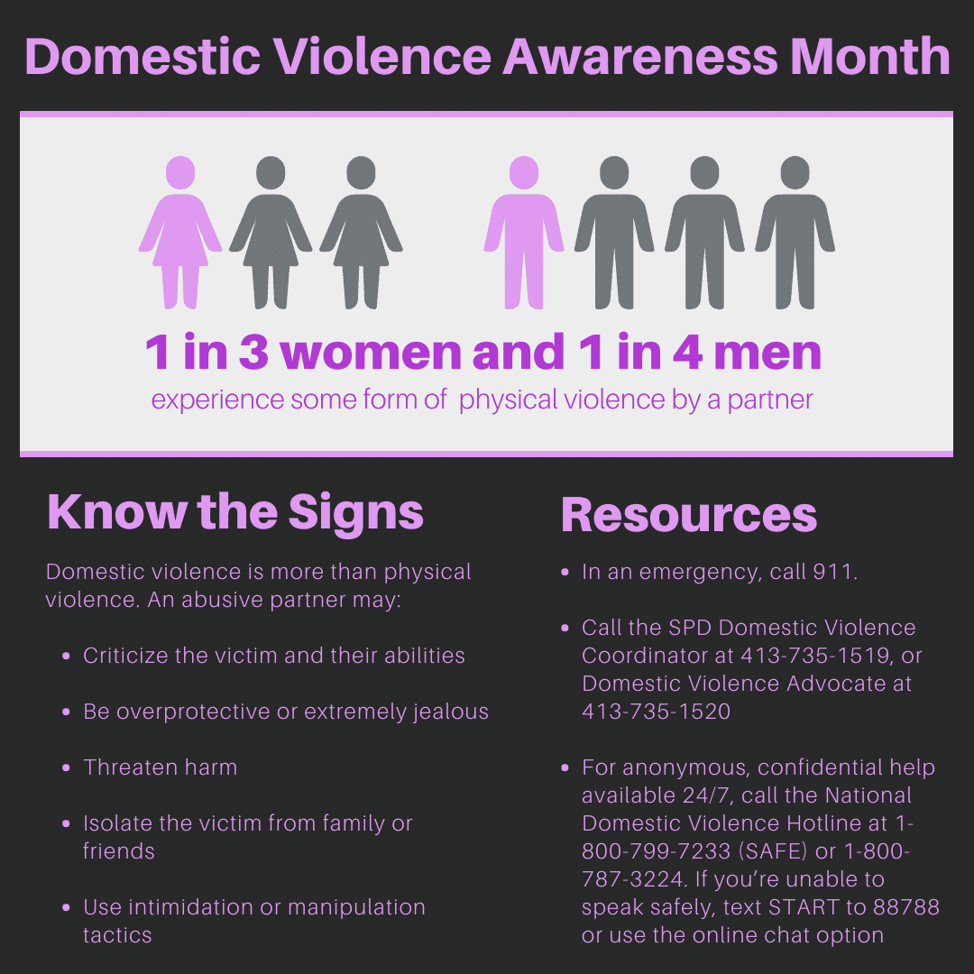 Springfield Police Department Shares Resources and Services in Recognition  of Domestic Violence Awareness Month – Springfield Police Department