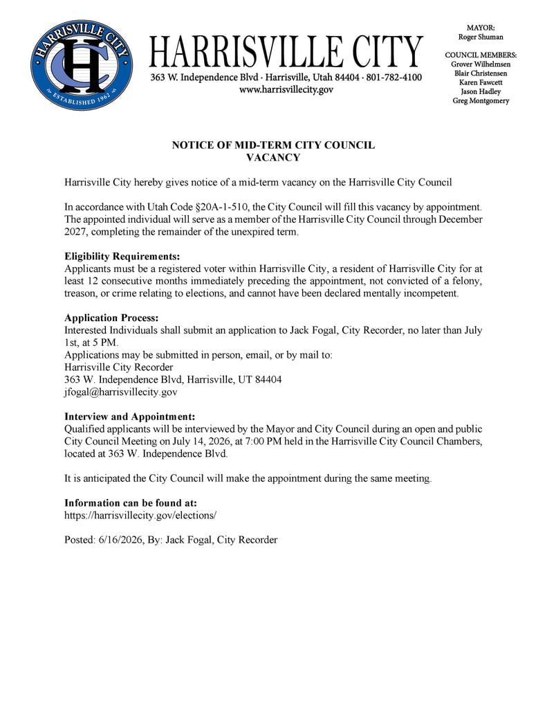 Notice of Mid-Term City Council Vacancy