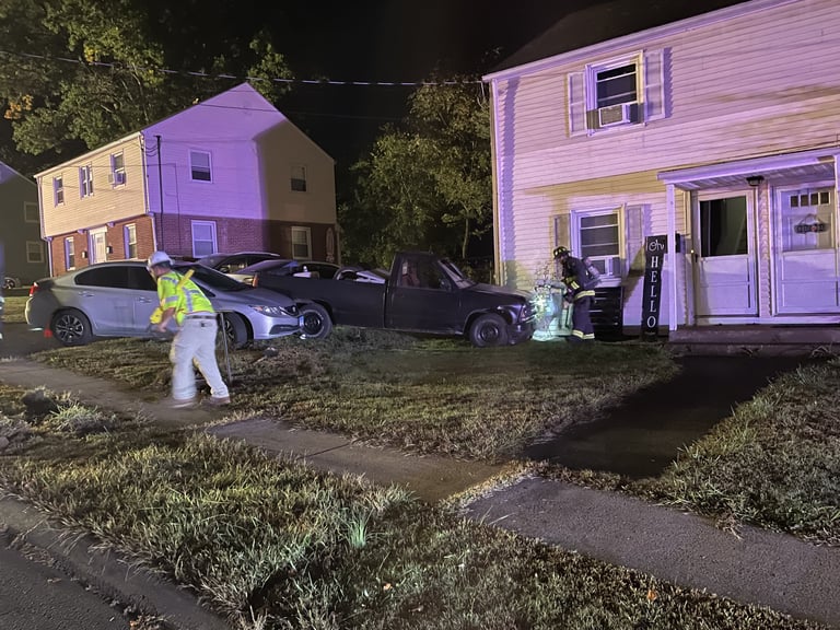 Enfield Fire District No. 1 Responds After Car Crashes Into House, Resulting in Gas Leak