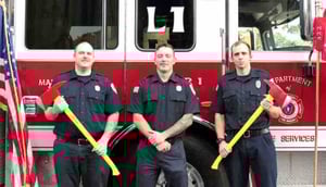 Nicholas Leverone, Christopher Cyrus and Ian MacAfee on their graduation from the Massachusetts Firefighting Academy.