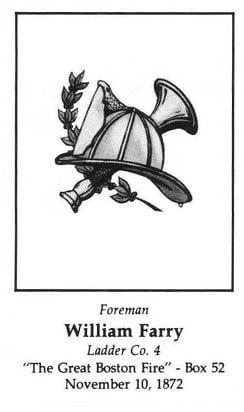 Card of Foreman William Farry, LODD 11/10/1872.