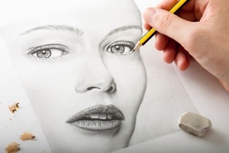 sketched drawing of a portrait of a woman