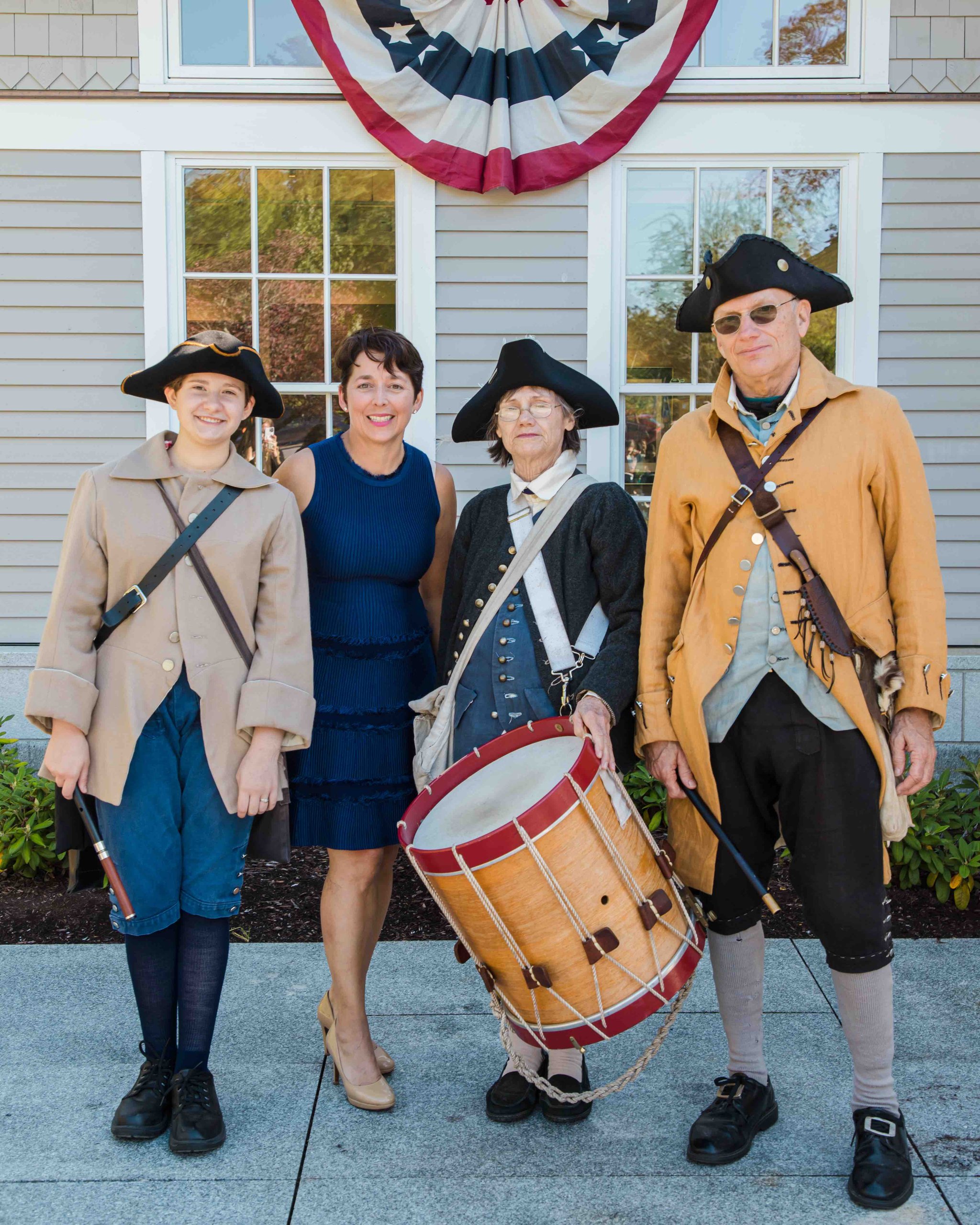 Inn at Hastings Park Owner, Trisha Perez Kennealy, with Colonial Reenactors.