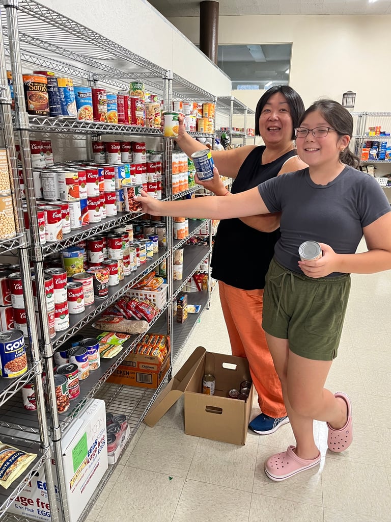 Volunteer stocking shelves