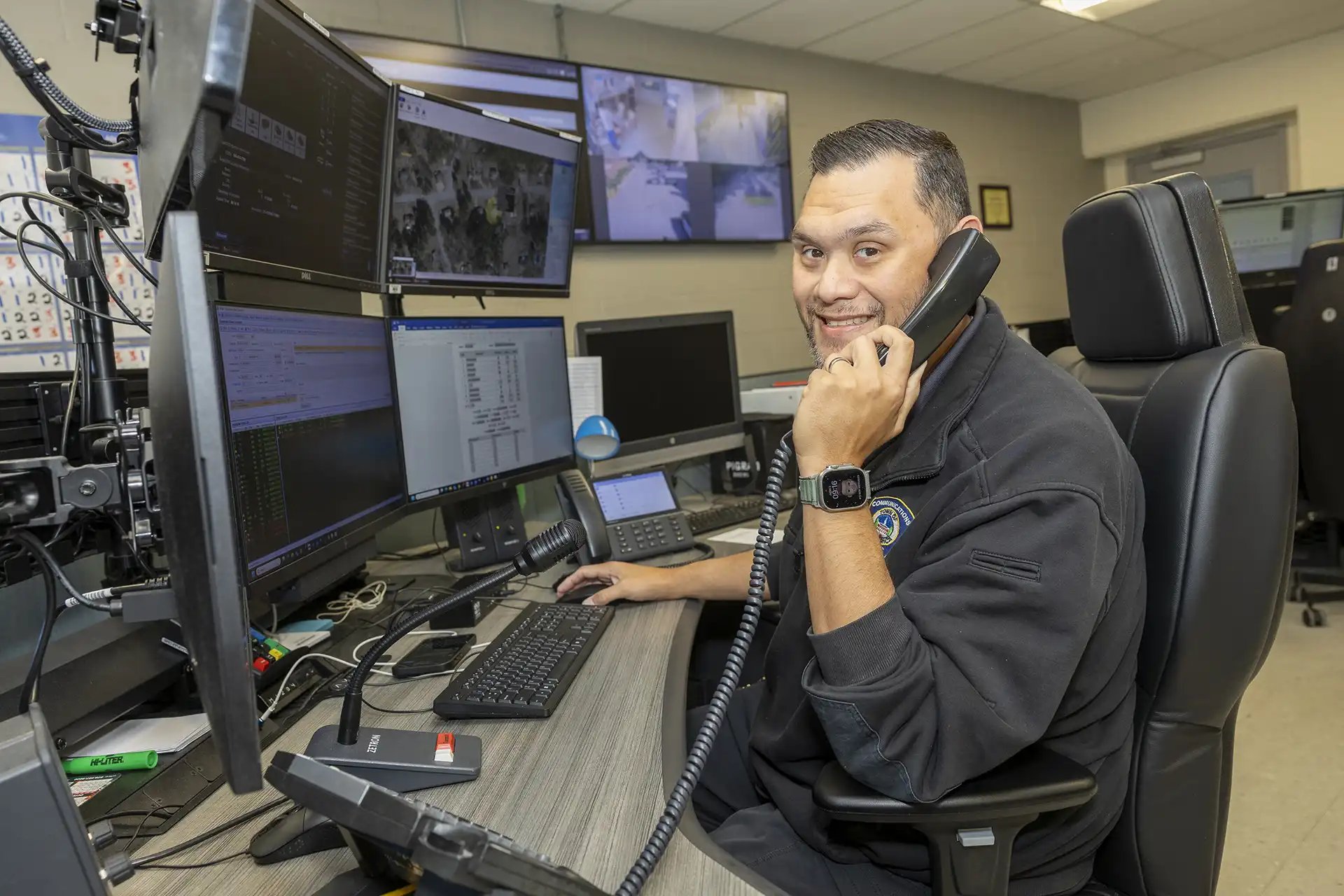 Billerica Dispatch worker at the dispatch desk.