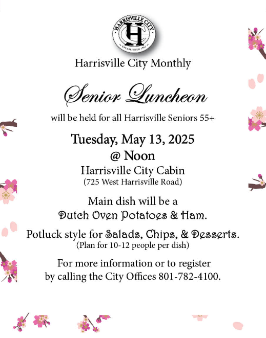 Tuesday, May 13 @ Noon - Harrisville City Cabin