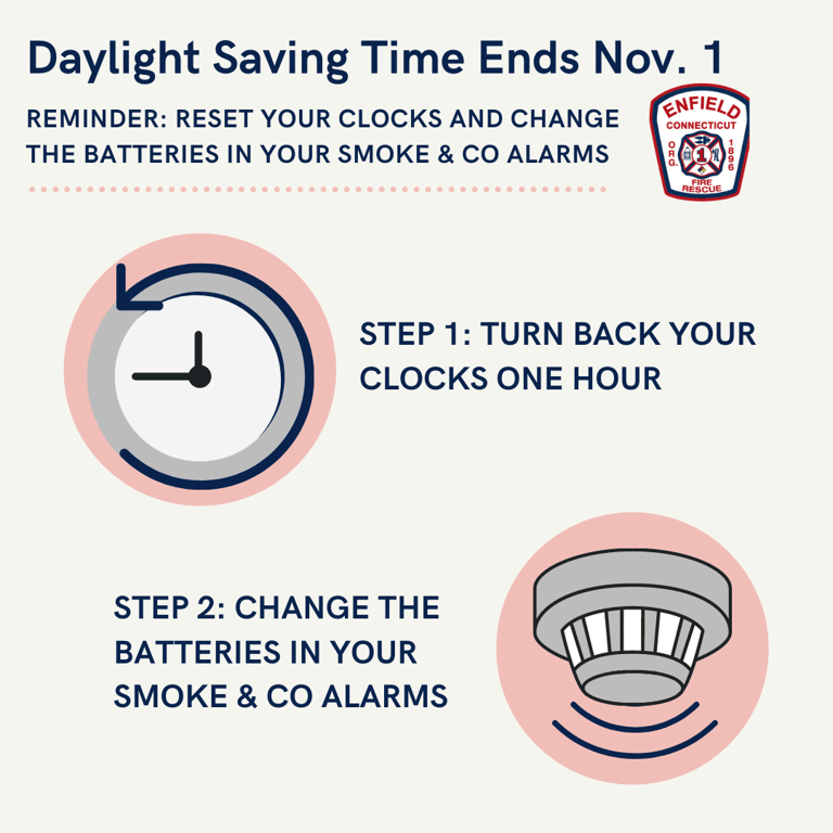 Enfield Fire District 1 Reminds Residents to Check Smoke and CO Alarms When Setting Clocks Back This Weekend