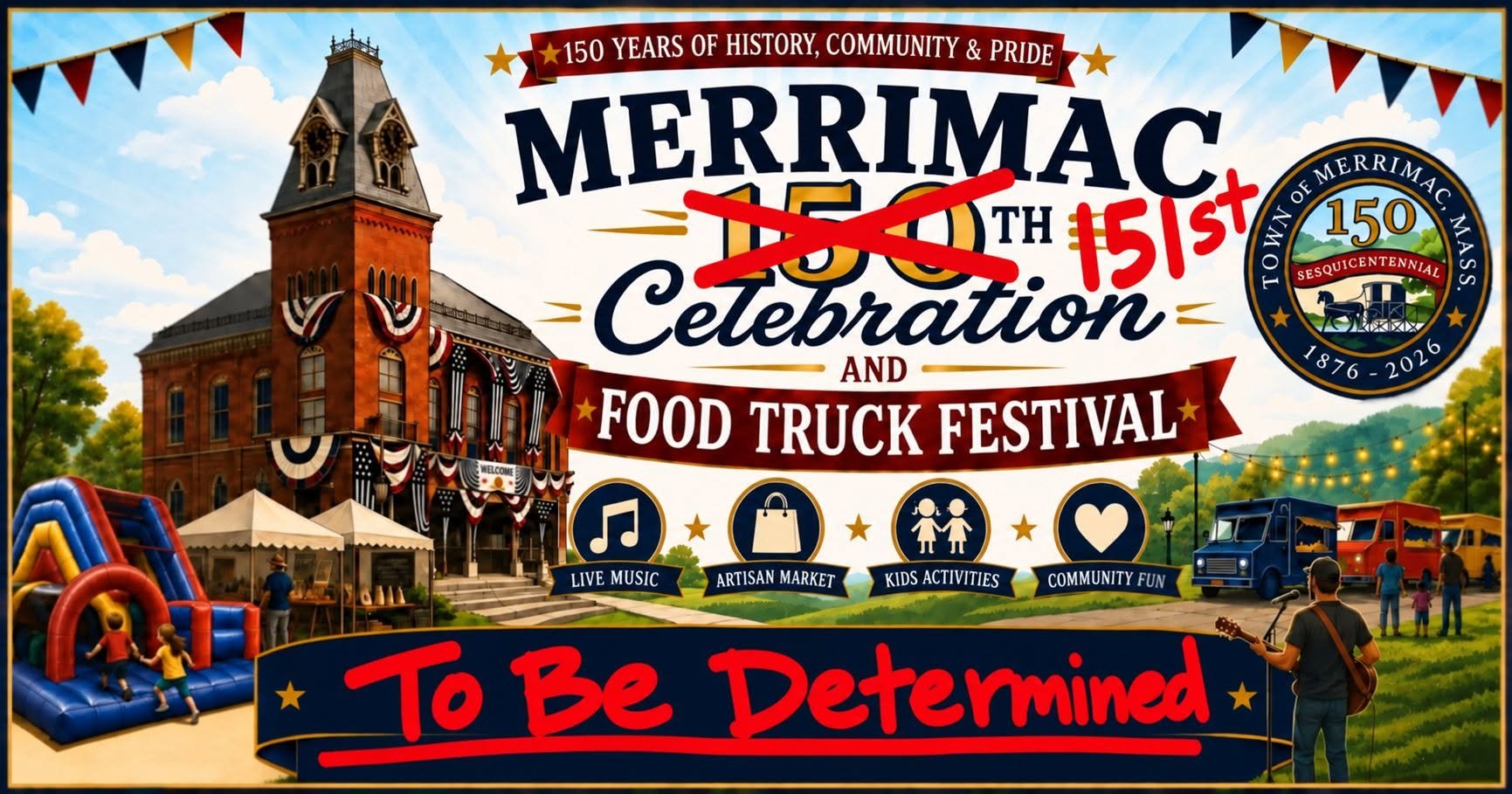 Birds eye view of Merrimac's Main Street