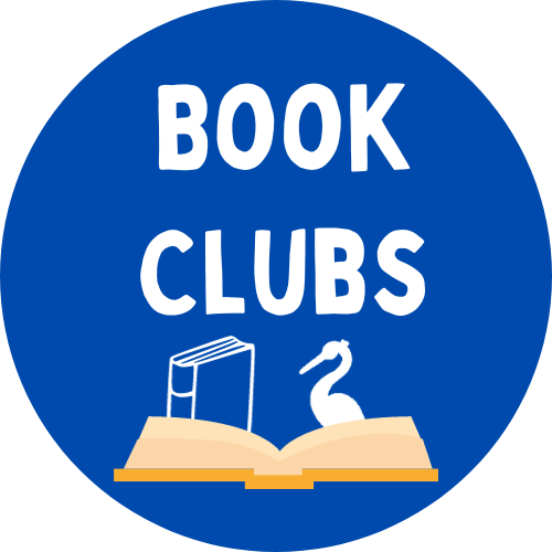 Blue circle with the text Book Clubs
