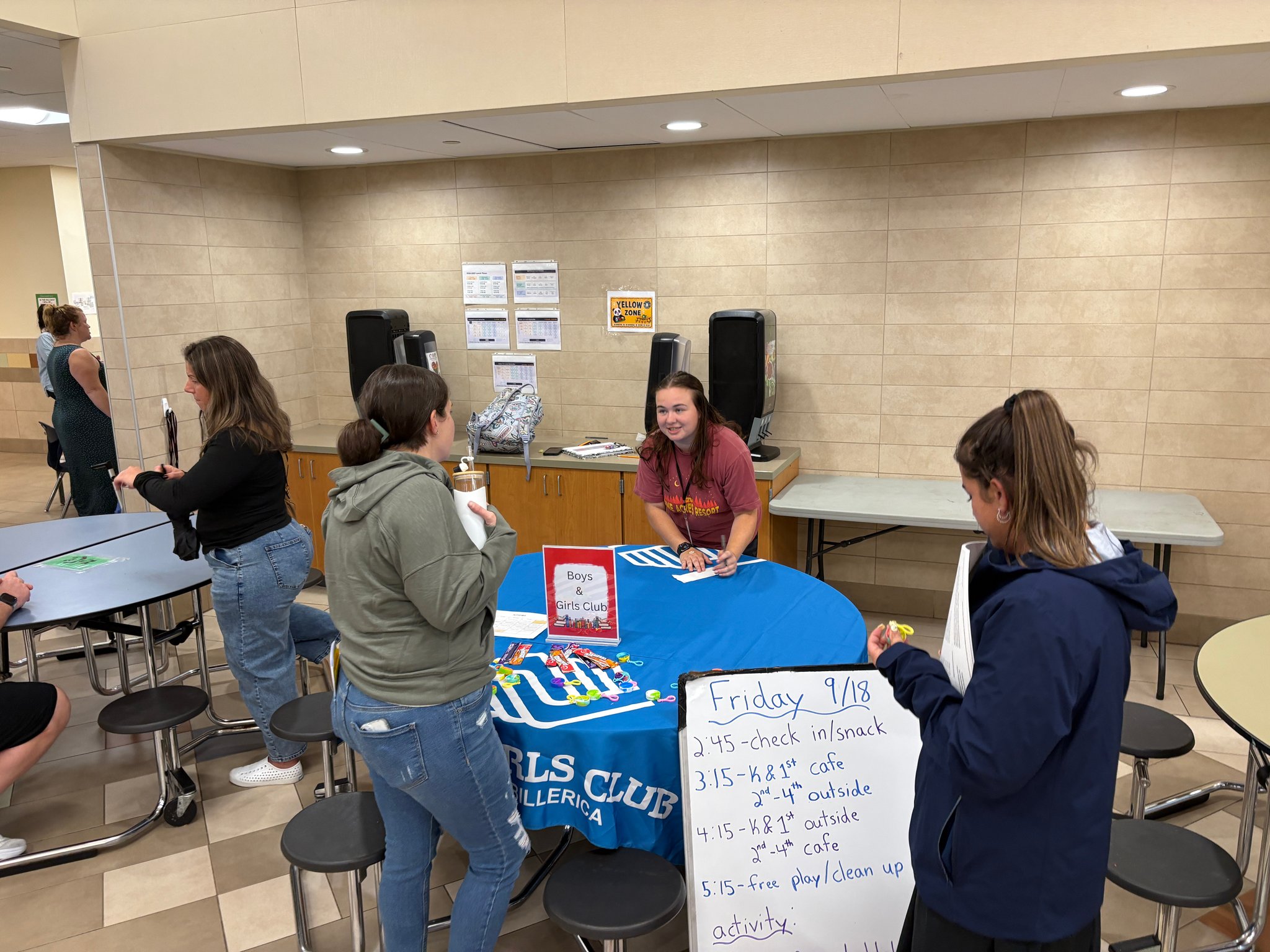 parent with staff at back to school night