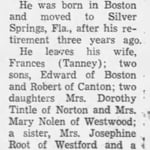 Obituary for Fire Lieutenant Vincent D. Vitale, Boston Globe, June 23,1975.