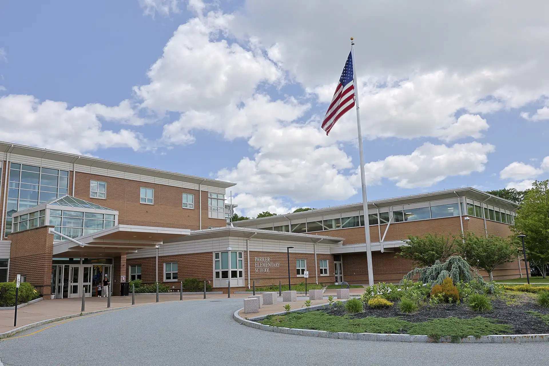 Aerial view of Billerica, MA town center.