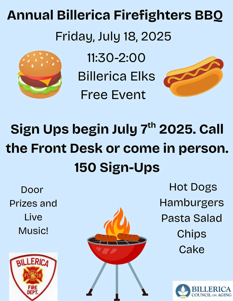Annual Billerica Firefighter's BBQ Graphic.