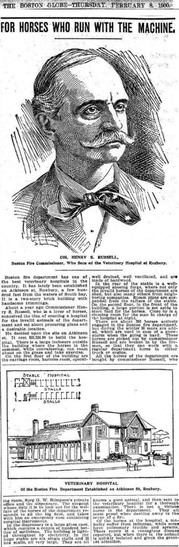1900 newspaper story on the Veterinary Hospital.