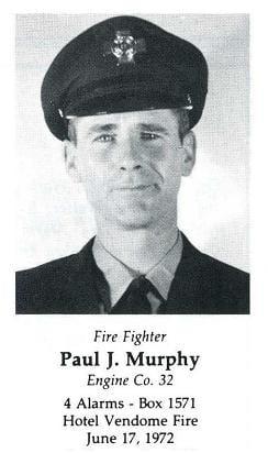 Photo of Fire Fighter Paul J. Murphy, Engine 32, LODD 6/17/1972.