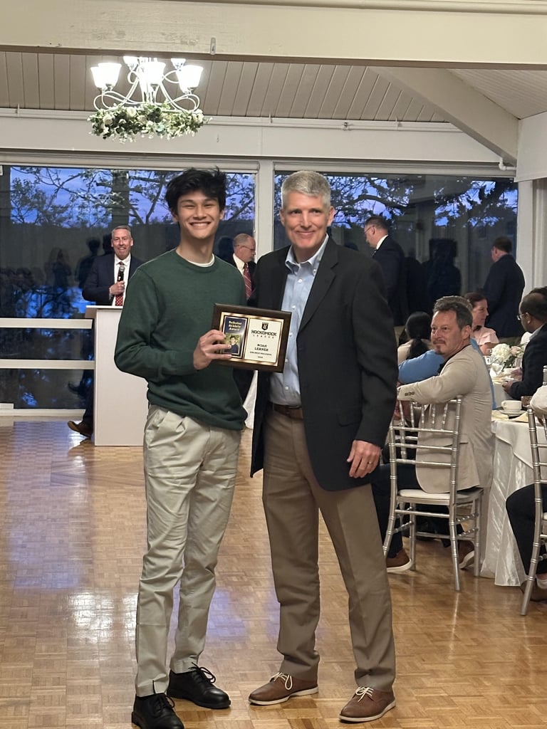 King Philip Regional High School senior Noah Lerner was joined by King Philip Regional High School Athletic Director Gary Brown as he received the Scholar Athlete Award.