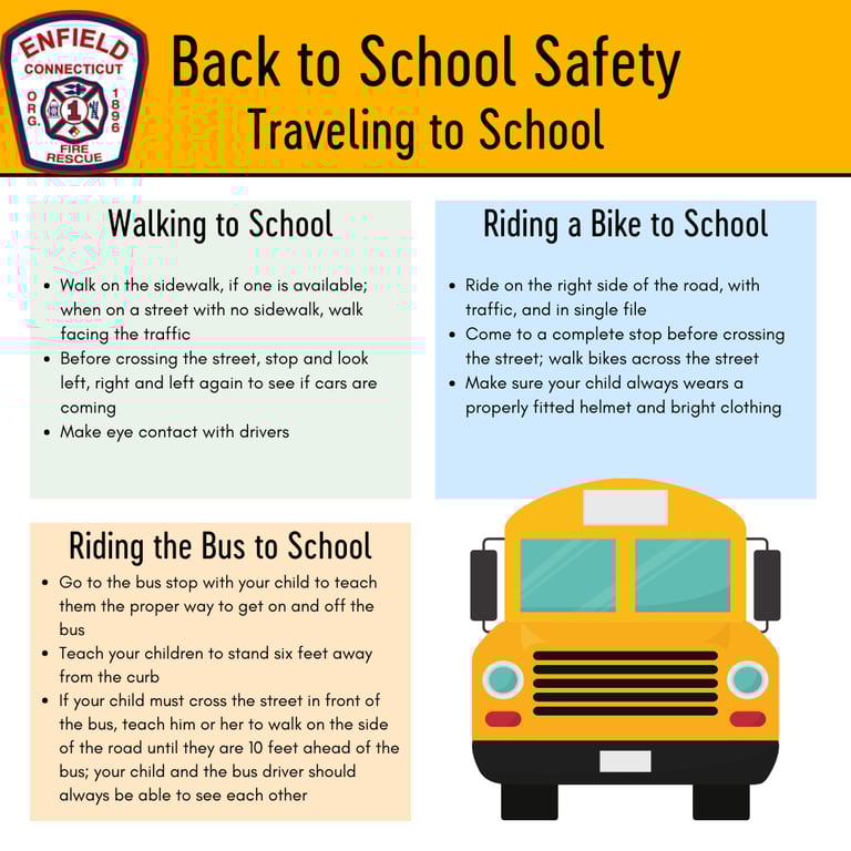 Enfield Fire District 1 Offers Back to School Safety Tips