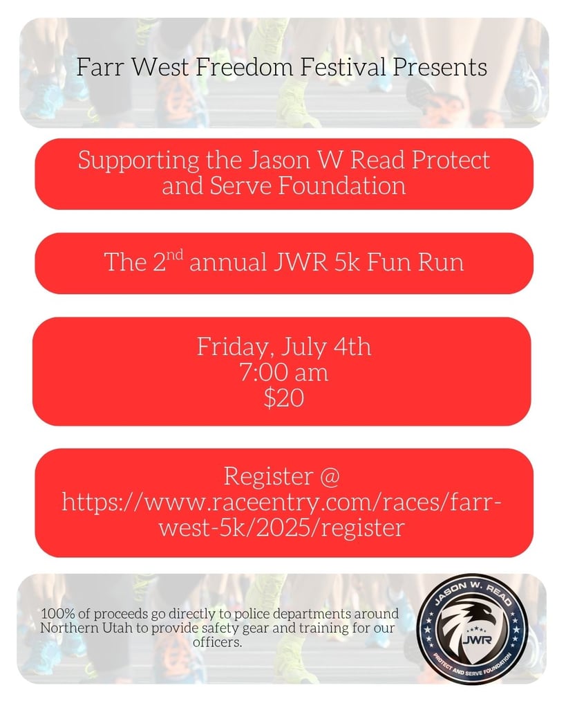 Jason W Read Protect and Serve Foundation 4th of July fun run/5k Flyer 
