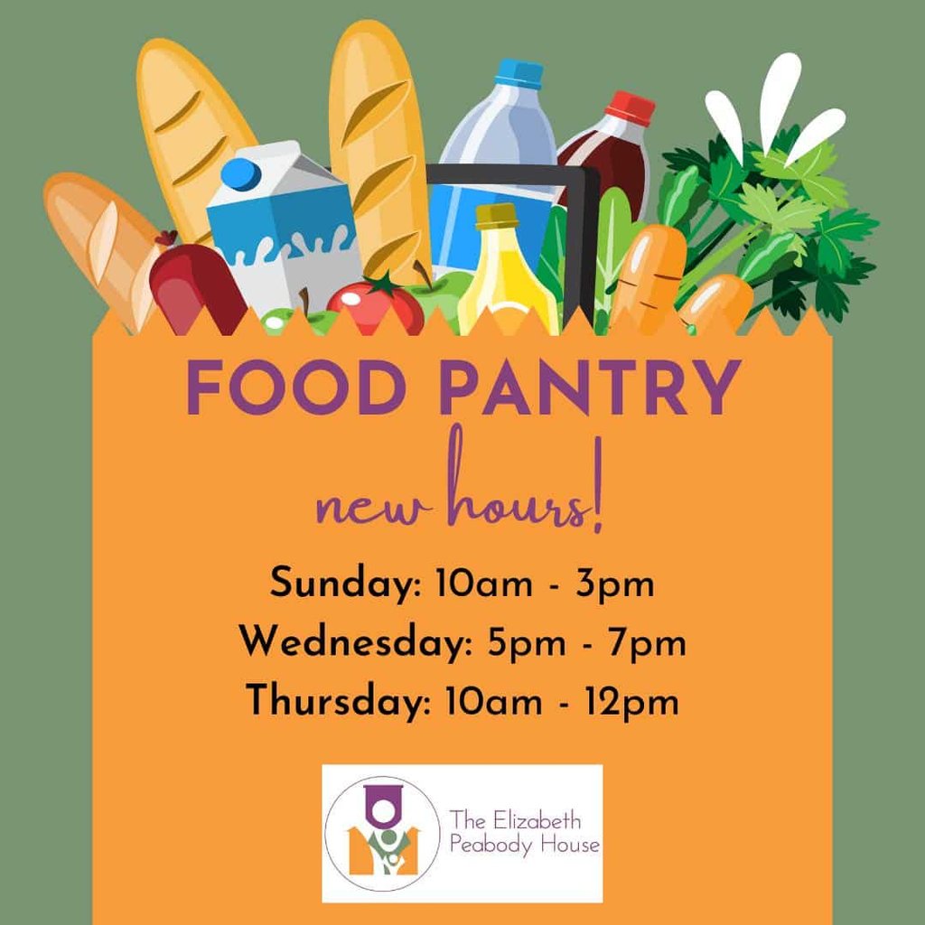 Food Pantry, new hours graphic.