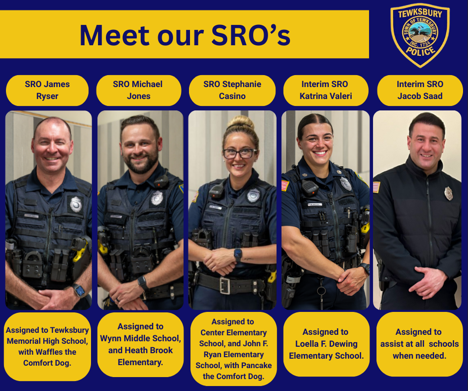 Graphic showing all three full-time SROs and two interim SROs.