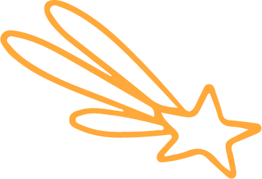Yellow drawing of a shooting star.