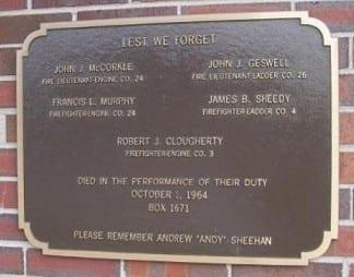 The Trumbull Street Fire Memorial Tablet at Florian Hall.