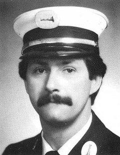 Citation photo for Fire Lieutenant Richard L. Hartnett, Tower Company, in 1986.