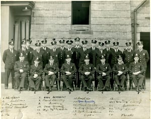 Newly appointed members attending Drill School, 60 Bristol St., South End, Summer 1942.