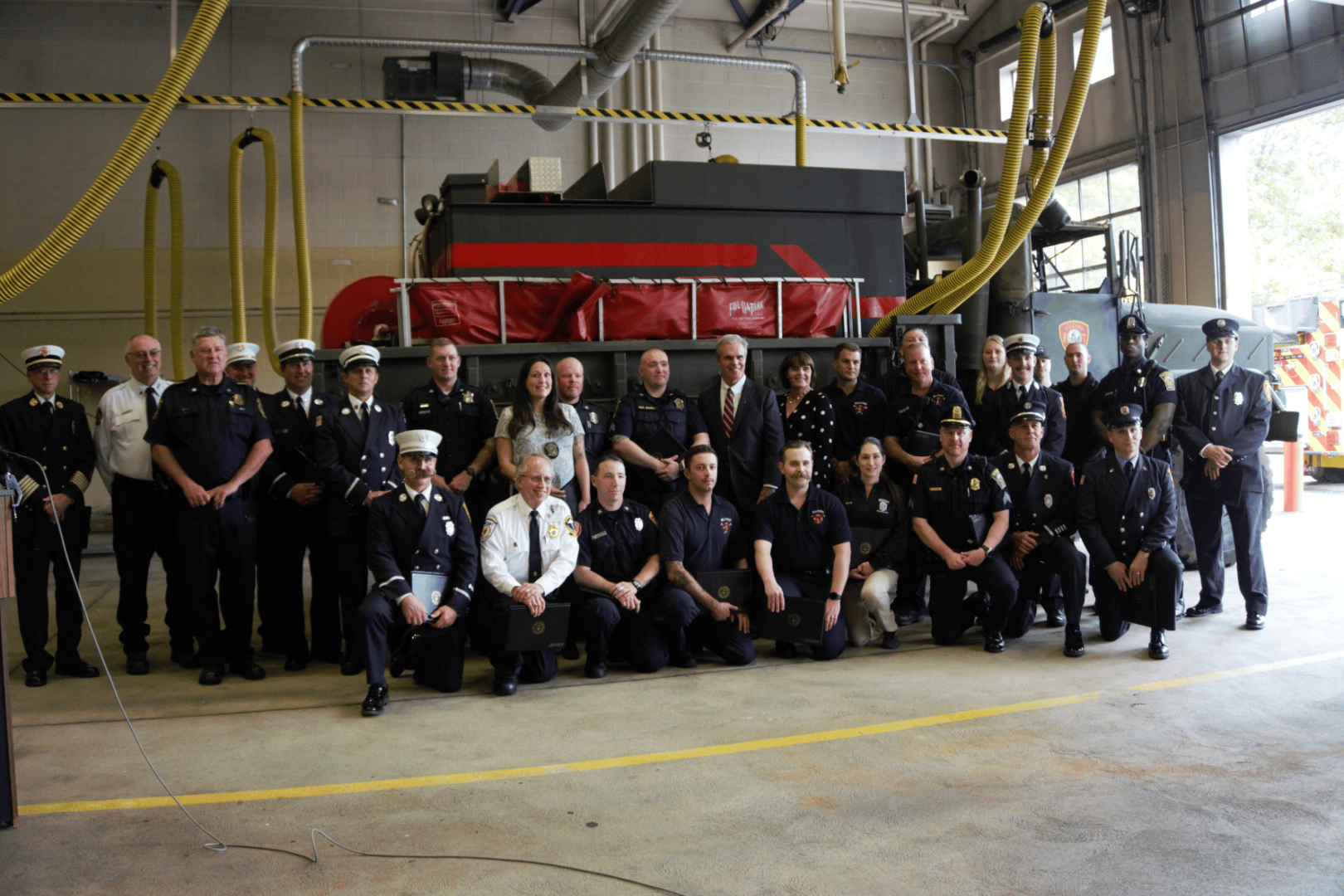 Nearly 50 first responders were recognized by the Worcester Districts Attorney's Office for saving the life of a missing man in July. (Photo Courtesy Wayland/Hopkinton Fire  Departments)