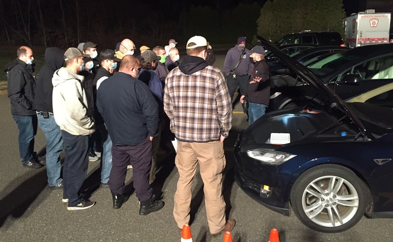 Enfield Fire District 1 Partners with Tesla Owners Club of Connecticut for Electric Vehicle Extrication Drill