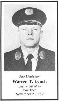 Photo of Fire Lieutenant Warren T. Lynch, Engine Squad Company 18.