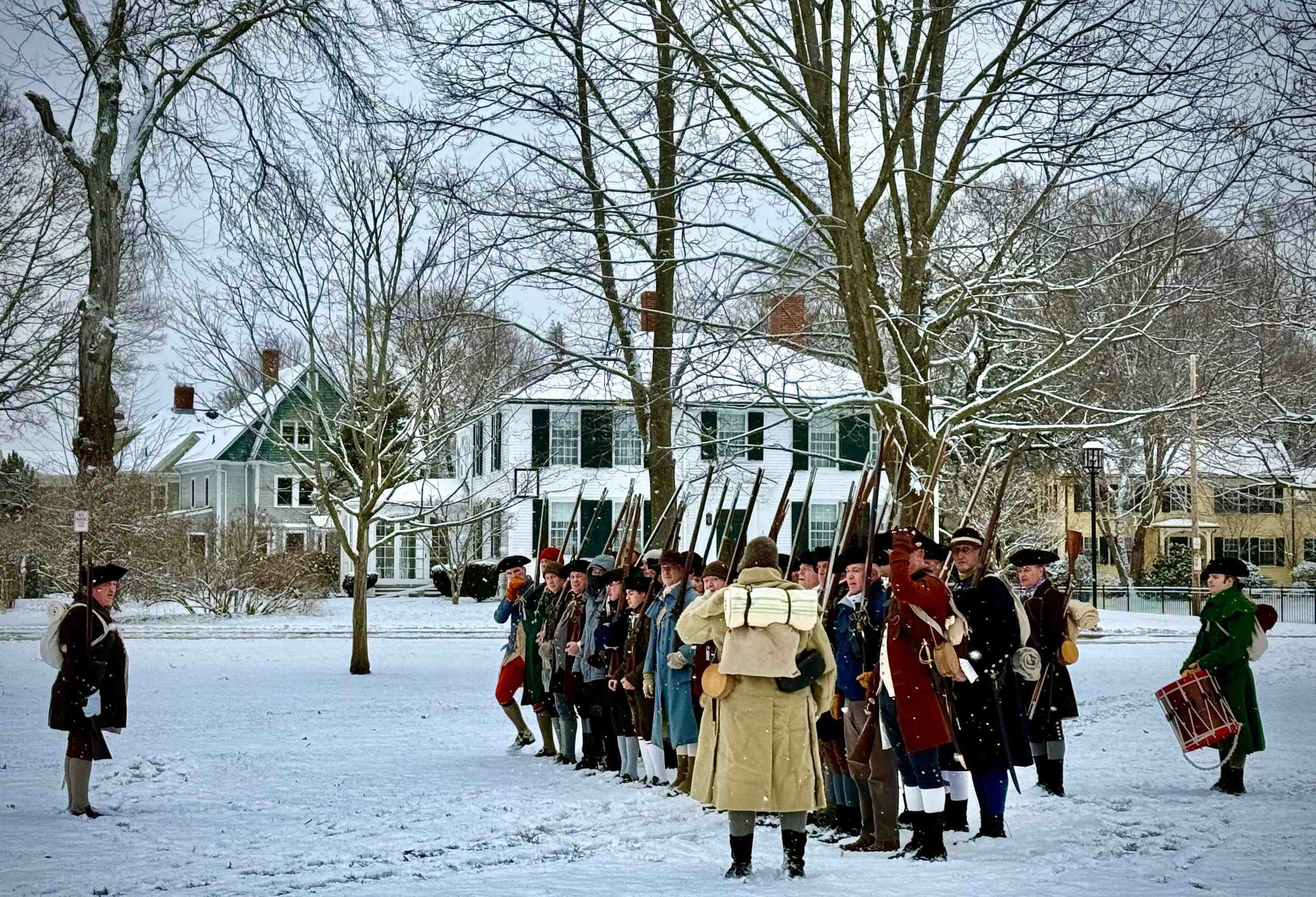 Minutemen reenactment in snow.