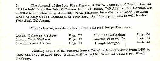 Funeral detail for Fire Fighter John E. Jameson.