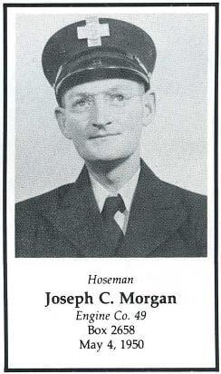Photo of Hoseman Joseph C. Morgan, Engine Company 49, LODD, May 4, 1950.