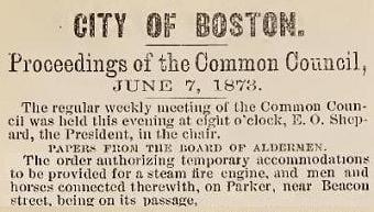 Report of the Board of Aldermen regarding Engine Co. 22, 6/7/1873.