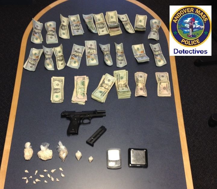 After an investigation, Andover Detectives served a search warrant on an Andover property today resulting in 3 arrests, and evidence consisting of $24,006 in cash, 137 grams of heroin, and a 9mm Berretta handgun. (Andover Police Photo)
