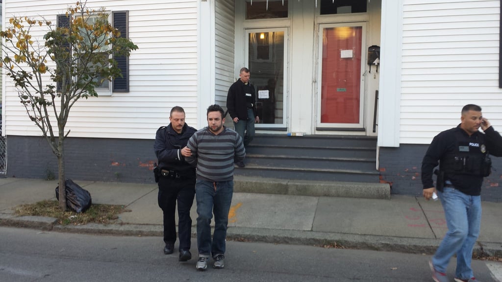 Bedford Police, with the assistance of the FBI Bank Robbery Task Force, Massachusetts State Police, and Salem Police, arrested PATRICK GEFRICH, AGE 35, OF SALEM this morning in connection with the Brookline Bank robbery in Bedford last month. (Bedford Police Courtesy Photo)