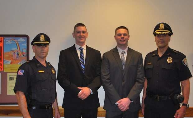 Left-to-right: Burlington Police Department Captain Gregory Skehan, Officer Keith Hodges Jr., Officer Matthew Trahan and Chief Michael Kent. (Burlington Police Department Courtesy Photo)