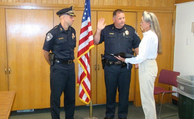 Left to right: Chief Murphy, Sergeant Michael McAuliffe and Town Clerk Barbara Stats. (Courtesy Photo)