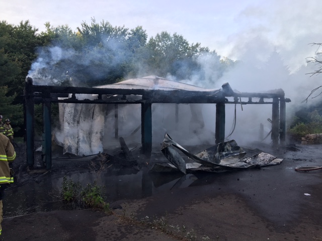 North Haven Fire responded to a fully engulfed three-car garage structure around 4:45 a.m. this morning.