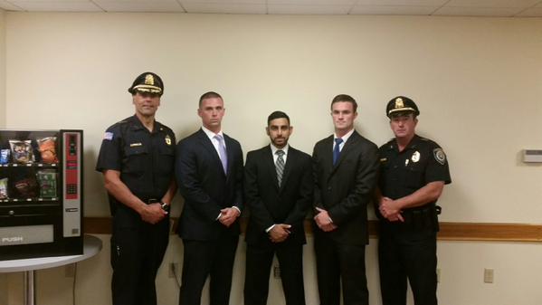 Left-to-right: Chief Michael Kent, Timothy Alben, Rameez Gandevia, Brian Hanafin, and Deputy Chief Thomas Duffy. (Courtesy Photo)