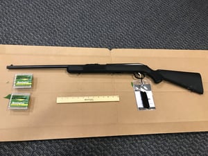 A bolt action rifle and ammunition recovered Monday evening. (Saugus Police Department Courtesy Photo)