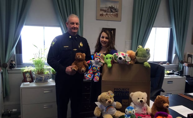 Melrose Police Chief Michael L. Lyle and Project Smile's Catherine Pisacane met on Tuesday, Feb. 6. (Melrose Police Courtesy Photo)