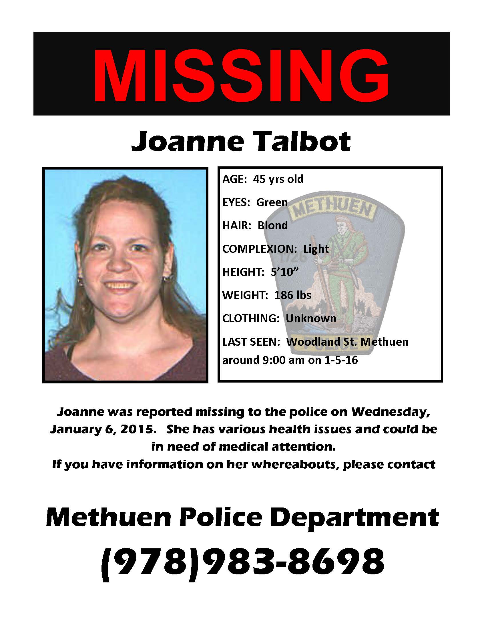 Missing Joanne Talbot - Jan 6 2016 (1)