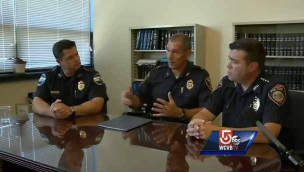L-R: Tyngsborough Chief Richard Howe, Arlington Chief Frederick Ryan, and Concord Chief Joseph O'Connor