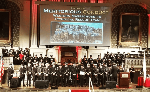 The Western Massachusetts Technical Rescue Team at the Firefighter of the Year Awards ceremony. (Courtesy Photo)