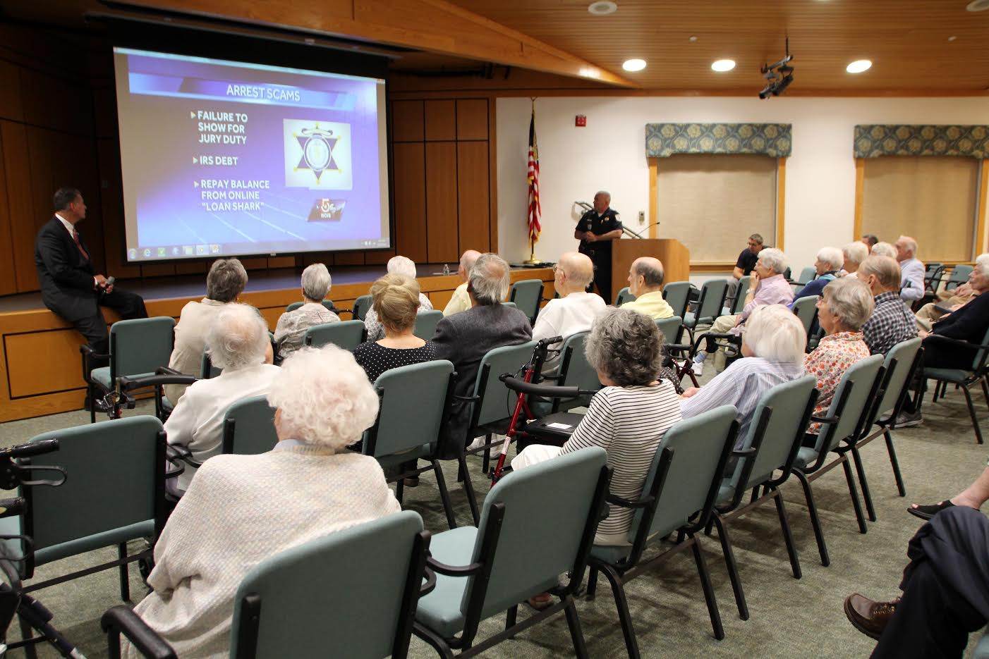 The Bedford Police Department and the Middlesex Sheriff's Office spoke to seniors about common scams in the community. (Courtesy Photo)