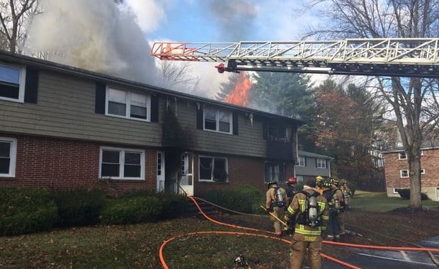 The 3-alarm fire destroyed a four-unit apartment building (Courtesy Photo/East Kingston, New Hampshire Fire Department)