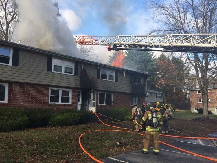 The 3-alarm fire destroyed a four-unit apartment building (Courtesy Photo/East Kingston, New Hampshire Fire Department)
