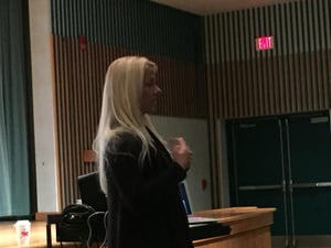 Katie Greer speaks to students about internet safety. (Courtesy Photo)